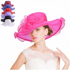 Mujer Wide Brim Kentucky Derby Sun Hat Wedding Tea Party Church Dress Hat A441  eb-38351090